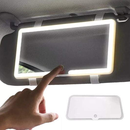 ✨ Espejo con Luz LED Táctil para Auto – Iluminación Profesional al Instante 🚘