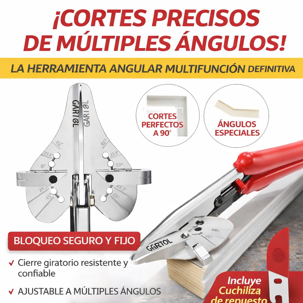 Tijera Multiángulo de Corte Pro Precisión Ajustable – Cortes Perfectos 45° a 90°