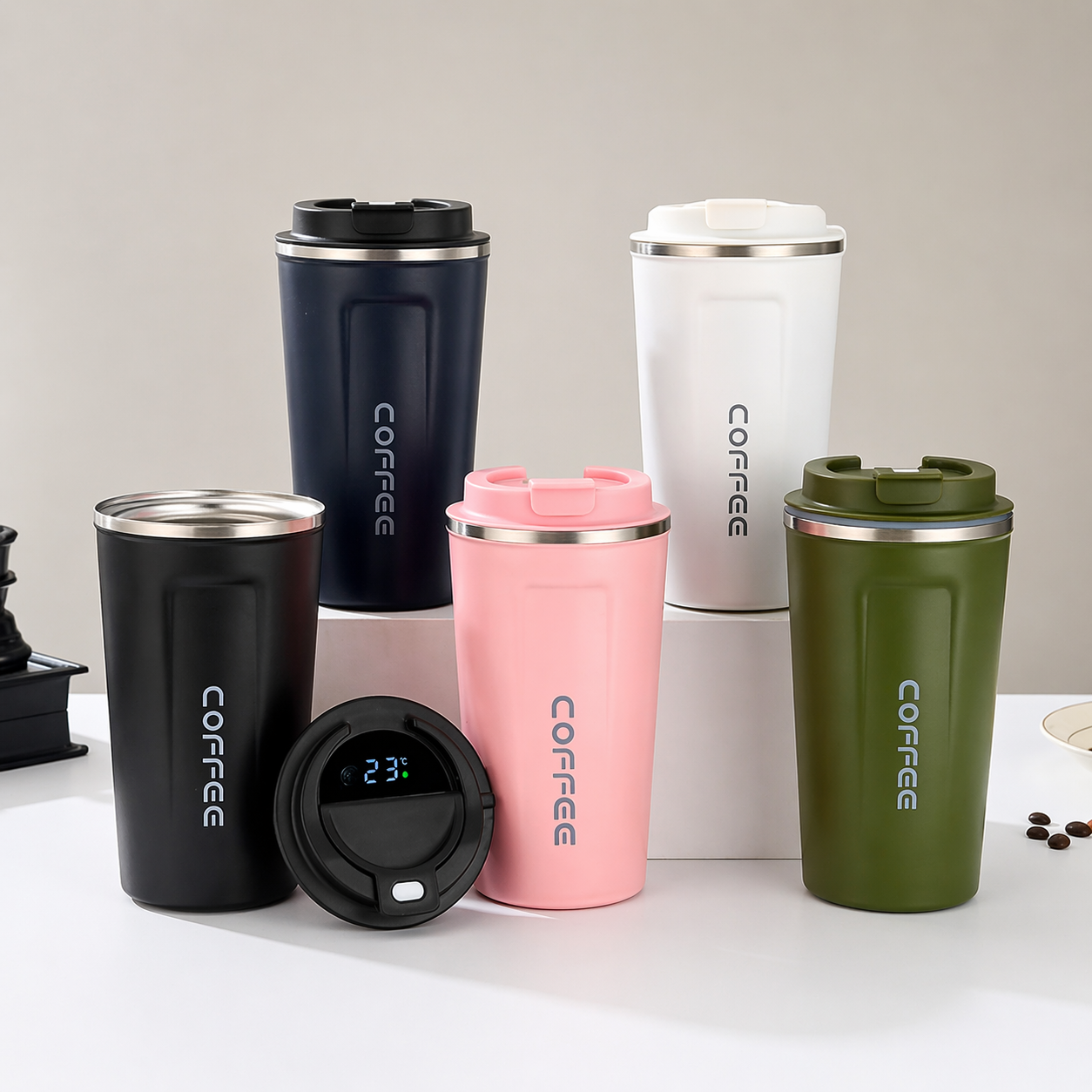 Vaso Térmico Inteligente con Display de Temperatura LED